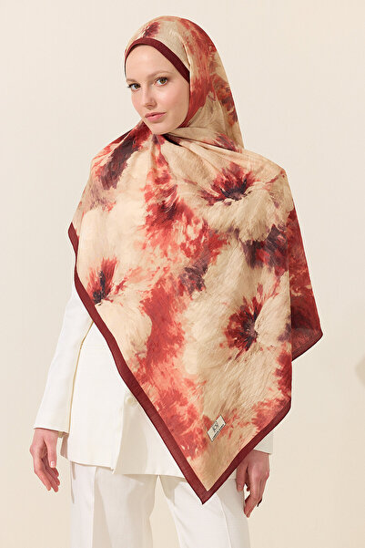 cs camellia scarf Σάλι από βαμβάκι βισκόζης Flora - Βουργουνδίας
