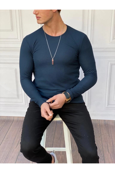 MODEFENDİ Slim Fit Italian Cut Cotton Knitted Sweatshirt