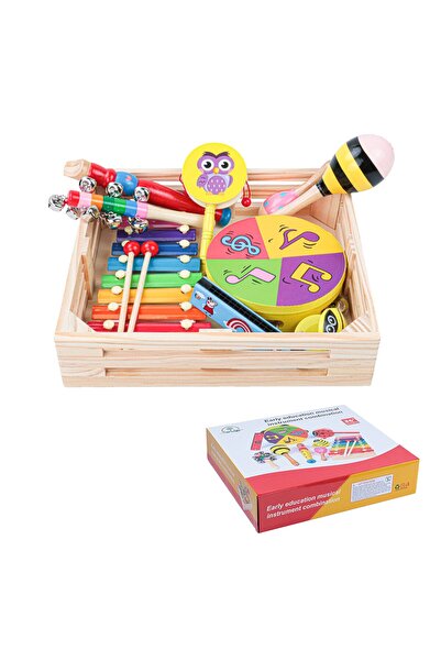Stuniko ® Set de 9 instrumente muzicale din lemn: Jucărie Montessori „Orchest...