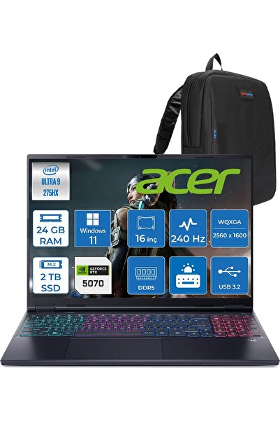 ACER Predator Helıos Neo 16S Aı Intel®core™ Ultra 9 275HX 24GB Ddr5 2tb SSD 8...