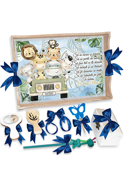 LoreBebe Set Tava Taiere Mot Baieti, Tavita Mot, 7 Piese, Model Safari, 32x24 cm