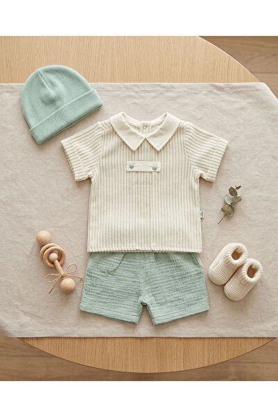 Tongs Baby Boys' 2-Piece Set - 100% Cotton Green Shorts & T-Shirt