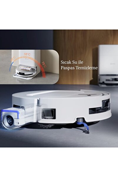 Ecovacs 20000Pa Sıcak Su Mop Yıkama AI Engel Algılama ZeroTangle 3.0 Otomatik...