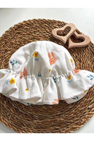LUMİBABY BUTİK %100 pamuk çift katlı müslin bebek şapkası(6 ay -2 yaş uyumlu-...