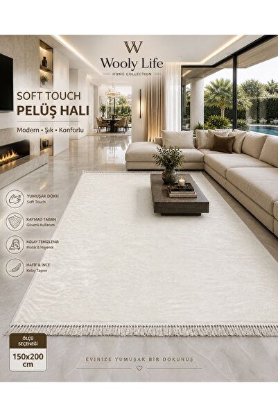 WOOLY LIFE Peluş halı 150x200 yumuşak doku yeni nesil kaymaz taban halı