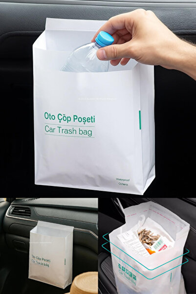 tonkut Praktična vodootporna auto kesa za smeće, lepljiva kesa za smeće u unu...