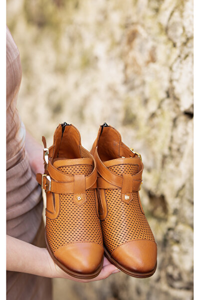 Mammamia 7420 ERENSHOES&BAG Taba Hakiki Deri Arkadan Fermuarlı Toka Detaylı Y...