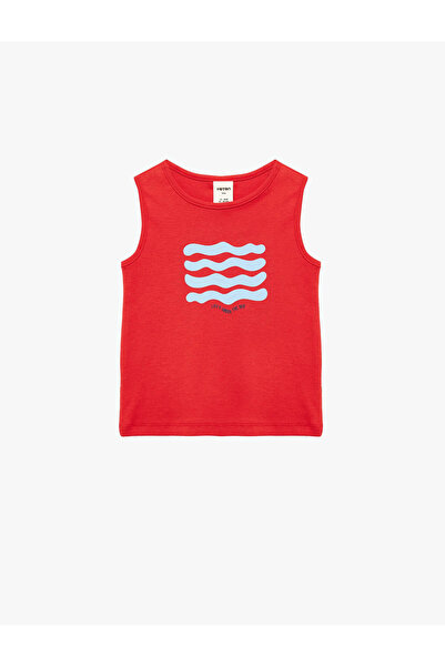 Koton Cotton Printed Red Baby Boy Sleeveless T-Shirt 6Smb30004Tk