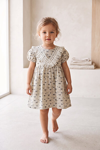 CELYSE Butterfly Printed Lace Collar Baby/Child Dress