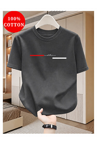 EYAX MODA Striped Streetwear Printed Oversize Large Size T-Shirt / Tee-Shirt