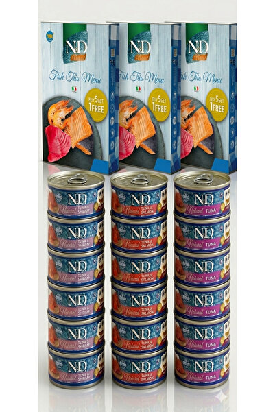 N&D N & D ND Fish Trio Menü Natural Balıklı Yetişkin Kedi Konserve 3 lü Paket...
