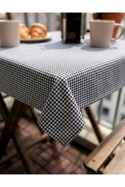 MiniStand Black and White Mini Gingham Patterned Retro Balcony Tablecloth