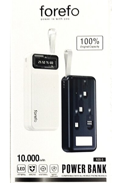 GM Powerbank 10.000 mAh Kendinden Kablolu Fenerli Şarj Aleti