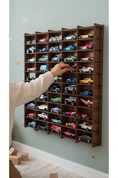My Kids Room Oyuncak Araba Rafı 1/64 Banu Renk 50'li Dekoratif Çocuk Odası Oy...