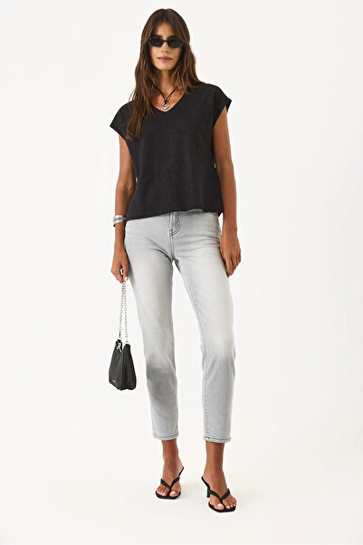 VENA Women's Maria Grey Slim Mom Jean Pants - Grey