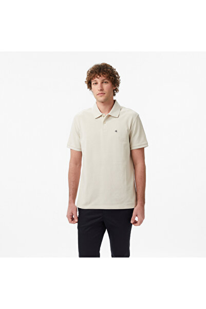 Calvin Klein Monogram Pique Erkek Bej Polo