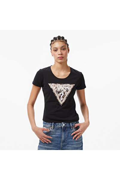 Guess Slim Fit Kadın Siyah T-Shirt