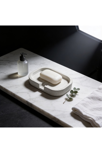 onestudio Concrete Soap Dish with Drain Channel Minimal Rectangular Bathroom ...