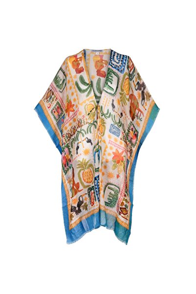 Silk and Cashmere Sarı İsla İpekli Baskılı Kimono