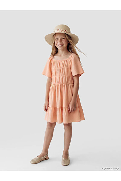 LC Waikiki Lcw Kids Pink Ruffle Detailed Layered Girls' Dress