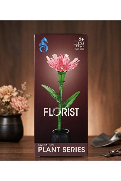 Parnevu Florist Pembe Karanfil Çiçek Lego Yapım Seti