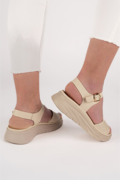 Lady Sandale dama Cloud Step , imitatie de piele, bej