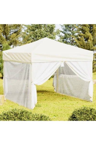 vidaxl Cort pliabil pentru petrecere, peret›i laterali, crem, 3x3 m