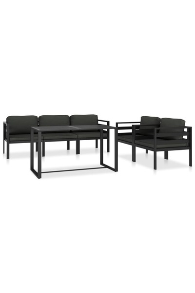 vidaxl Garden furniture set with cushions, 6 pieces, anthracite, aluminum