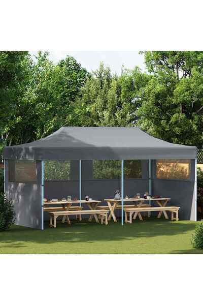 vidaxl Cort petrecere pliabil cu peret›i laterali, antracit, 3 x 6 m