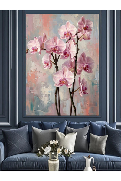 Artmeg Ramuri de orhidee roz Pictură modernă pe pânză decorativă - Pictură di...