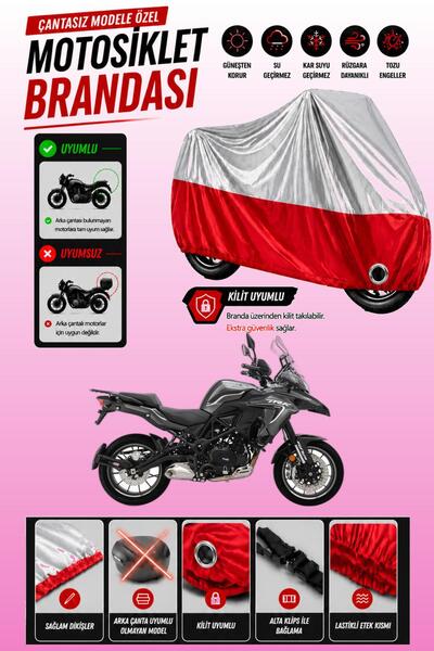 Cemku Twin غطاء محرك متوافق مع Benelli TRK 502 باللون الرمادي من الأعلى والأح...