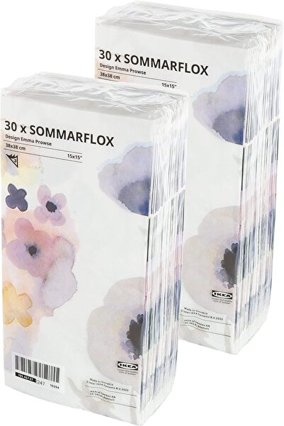 Generics 30 X S0MMARFL0X Paper Napkins-IKEA-FL0RAL Pattern 38 x 38 cm (15 x 1...