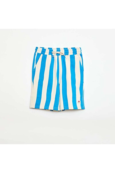 KIABI Patterned Fleece Bermuda Shorts With 2 Pockets Blue
