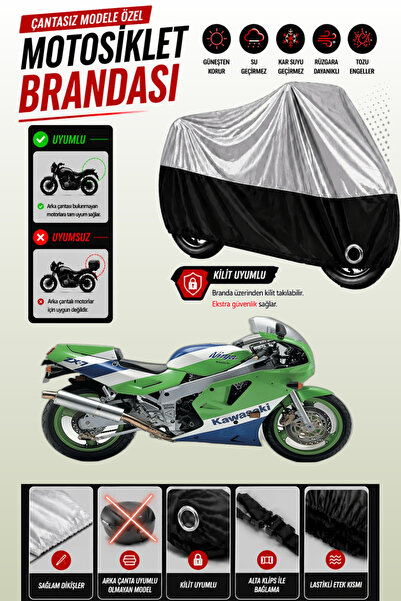 Cemku Twin غطاء محرك متوافق مع دراجة كاواساكي ZXR 750 باللون الرمادي من الأعل...