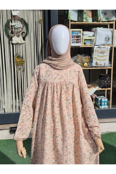 Nurul kisve Müslin Çocuk Tesettür Elbise %100 pamuk