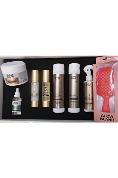 GLOW BLAND Premium Keratin Saç Bakım Seti 6’lı – Onarıcı Şampuan, Saç Maskesi...