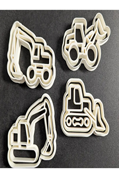 LİYA3D Construction Vehicle Cookie Mold Set of 4 – Scoop, Truck, and Excavato...