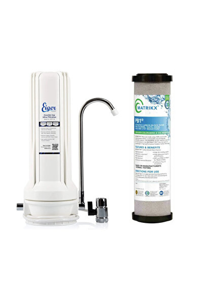 Eiger Filter Eiger Λευκή Μονή Συσκευή Φίλτρου Νερού Άνω Πάγκου με Βρυσάκι και...