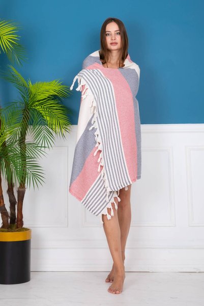Dokubba Prosop de plajă Peshtemal, 90x180cm, din bumbac, Peshtemal moale spălat, potrivit pentru utilizare la piscină și la plajă