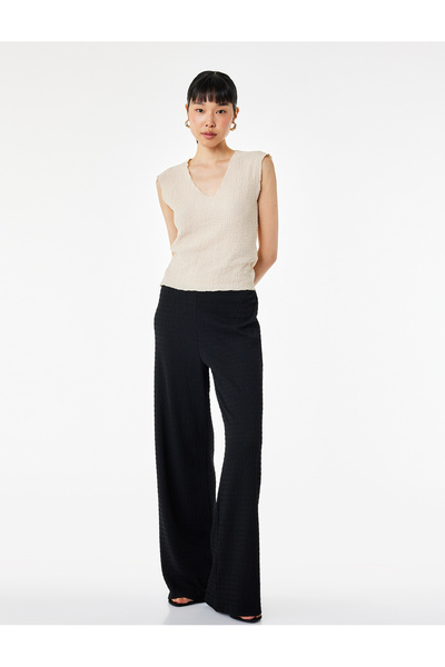 Koton Bürümcük Fabric Textured U-Neck Sleeveless Blouse