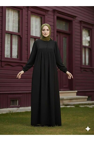 Marka Robalı Tesettür Elbise Siyah