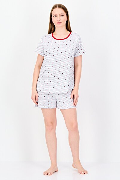 Pillow Talk Women 2 Pcs Stripe Print T-Shirt And Shorts Pyjama Set, Multicolor