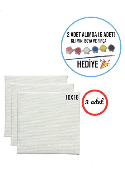 Regislunart 3 Adet 10x10 cm arkadan zımbalı tuval 3lü set tuval çoklu alımda ...