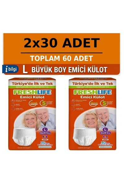 Freshlife Emici Külot Large Beden Büyük Boy Hasta Bezi 60 Adet 2x30 Paket L