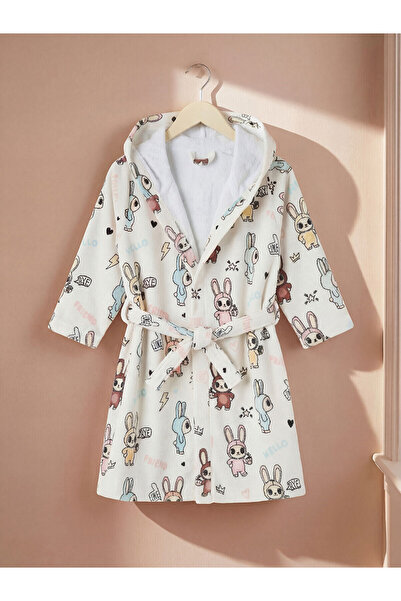 LC Waikiki Yk Plus Farkiyla Rabbit Printed Girls' Bathrobe