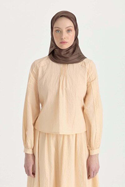 Nihan Ritim twill silk scarf - coffee
