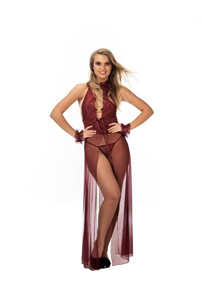 FIRST STYLE Turkish Lingerie Long Crimson