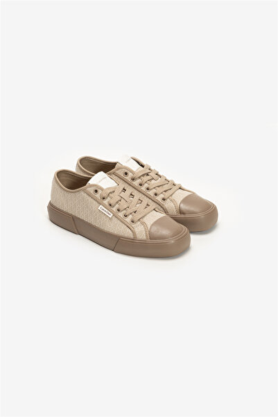 Calvin Klein Vulc Low Laceup Aop Kadın Sneaker Bej