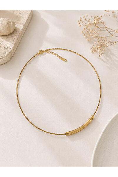 Archhazel Jewelery Gold Minimal Steel Choker Necklace – Modern Elegant Women'...