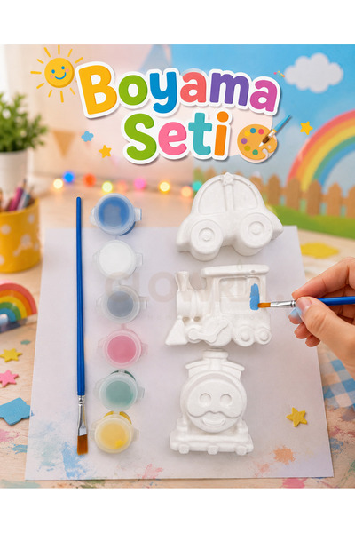 Çocuklar İçin Taş Boyama Seti | Eğitici Oyun| Çocuk Ekransız Aktivite | 6'lı boya + 1 adet fırça